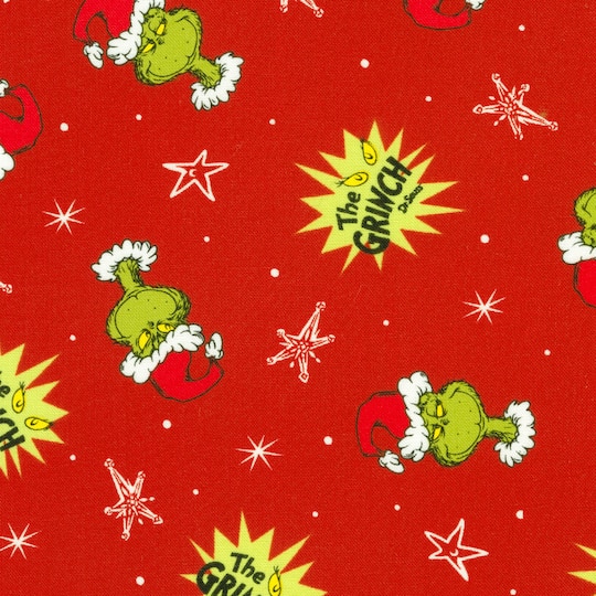 Dr. Seuss&#x2122; Grinch Head Toss Cotton Fabric